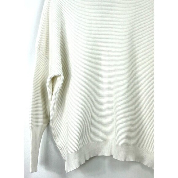 Anrabess Women XL White Oversized Sweater Long Sleeve Quarter Zip Pullover T3 - Picture 6 of 11